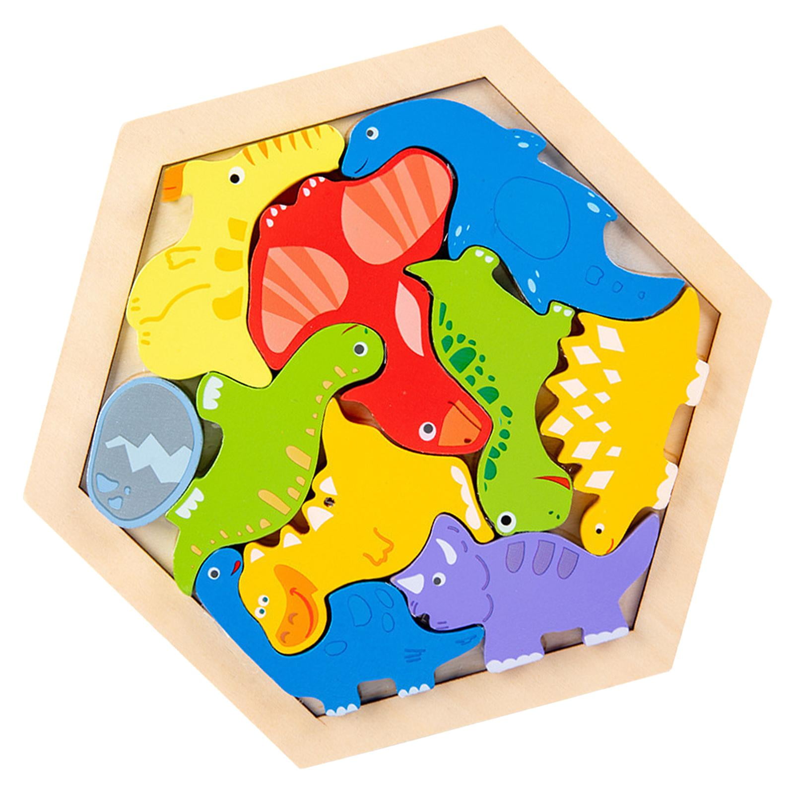 Bothyi - Rompecabezas De Madera Clasificación De Bloques De Apilamiento Dinosaurio De Juguete Educativo