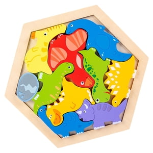 Bothyi - Rompecabezas De Madera Clasificación De Bloques De Apilamiento Dinosaurio De Juguete Educativo
