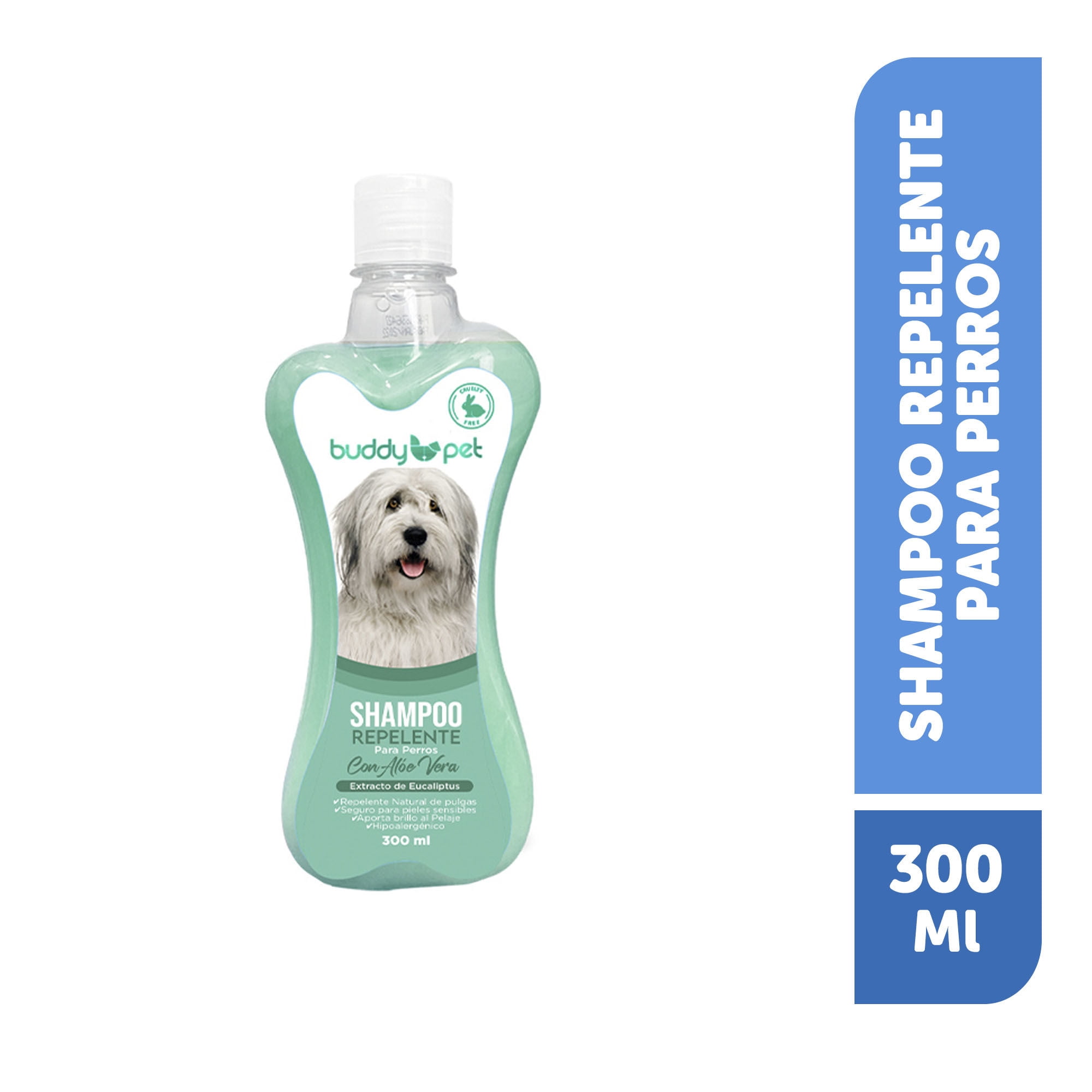Shampoo Para Perro Repelente Con Aloe Vera Aroma Eucaliptus Botella 300 ml Buddy Pet