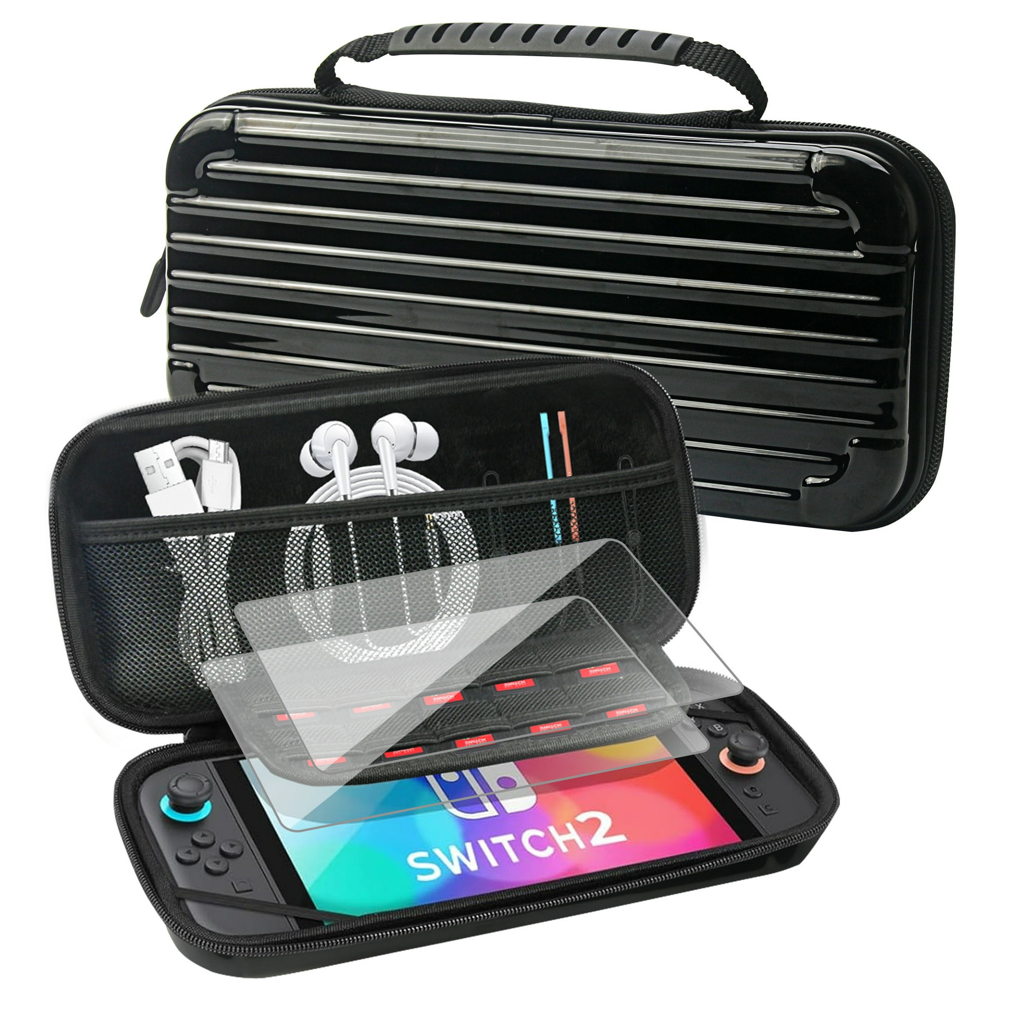 Genérico - Funda De Transporte Para Nintendo Switch 2 (2025) – Maletín Protector De Viaje Con 2 Protectores De Pantalla Hd – Negro
