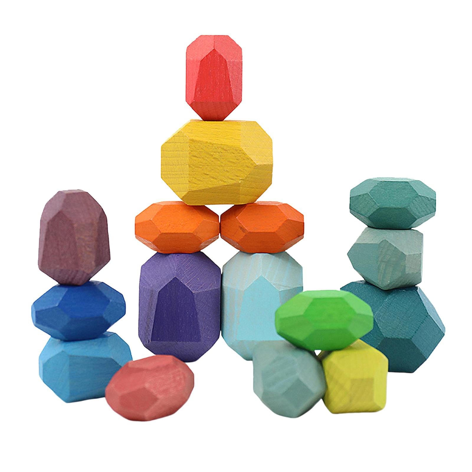 Magideal - Clasificación De Madera Apilamiento Piedra De Equilibrio Montessori Colorido Aprendizaje Preescolar Bloques De Construcción Juego De Apilamiento Para Estilo A