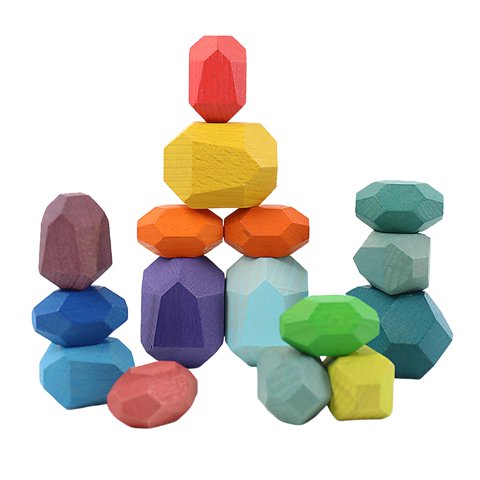 Magideal - Clasificación De Madera Apilamiento Piedra De Equilibrio Montessori Colorido Aprendizaje Preescolar Bloques De Construcción Juego De Apilamiento Para Estilo A