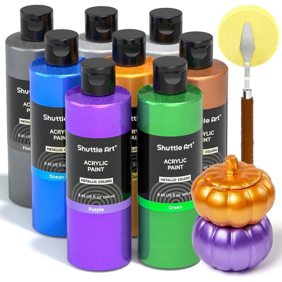 Pintura acrílica metálica Shuttle Art 8 colores 250 ml