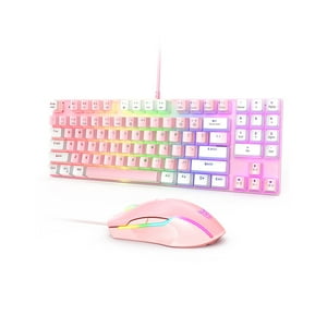 Kit Gamer Rosado/Blanco Teclado G26 + Mouse Onikuma Rgb Lujo