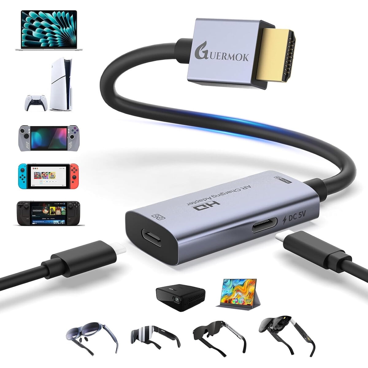 Adaptador Hdmi A Usb C Guermok 4k60hz 1m Lentes Ar