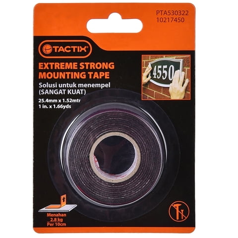 Tactix - Cinta Doble Contacto Extra Fuerte 25.4 Mm X 1.52 Mts