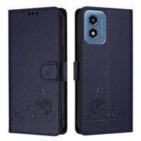 Funda Tipo Cartera Foxdock Para Motorola Moto G Play 4G 2024 Con Soporte, Ranuras, Rfid, Diseño De Gato