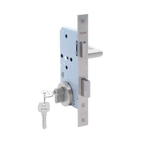 Stark Design - Cerradura De Embutir Puerta Acceso Principal. Cilindro Ambos Lados. Manilla Interior Derecha O Izquierda, Modelo: Tutu. (Acero Inoxidable 304). Sku: Sde200-Ai.Kit.Tutu1/2