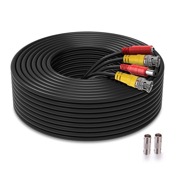 Cable WILDHD todo en uno siamés para video/alimentación, 200 pies, negro
