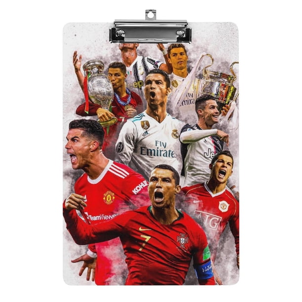 Cristiano Ronaldo Portapapeles de acrílico A4, tamaño carta estándar, carpeta con clip 12.5" x 8.5" para estudiantes, profesores y oficina