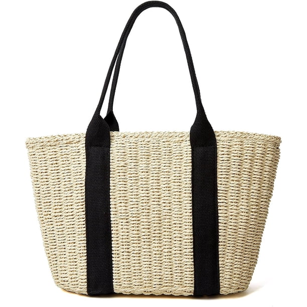 Bolsos de paja para mujer, bolso grande de playa de verano, bolso cruzado tejido a mano