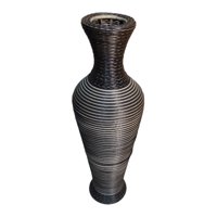 Fliperex - Jarron Florero Decorativo Tejido Rattan Moderno Negro 70 Cm