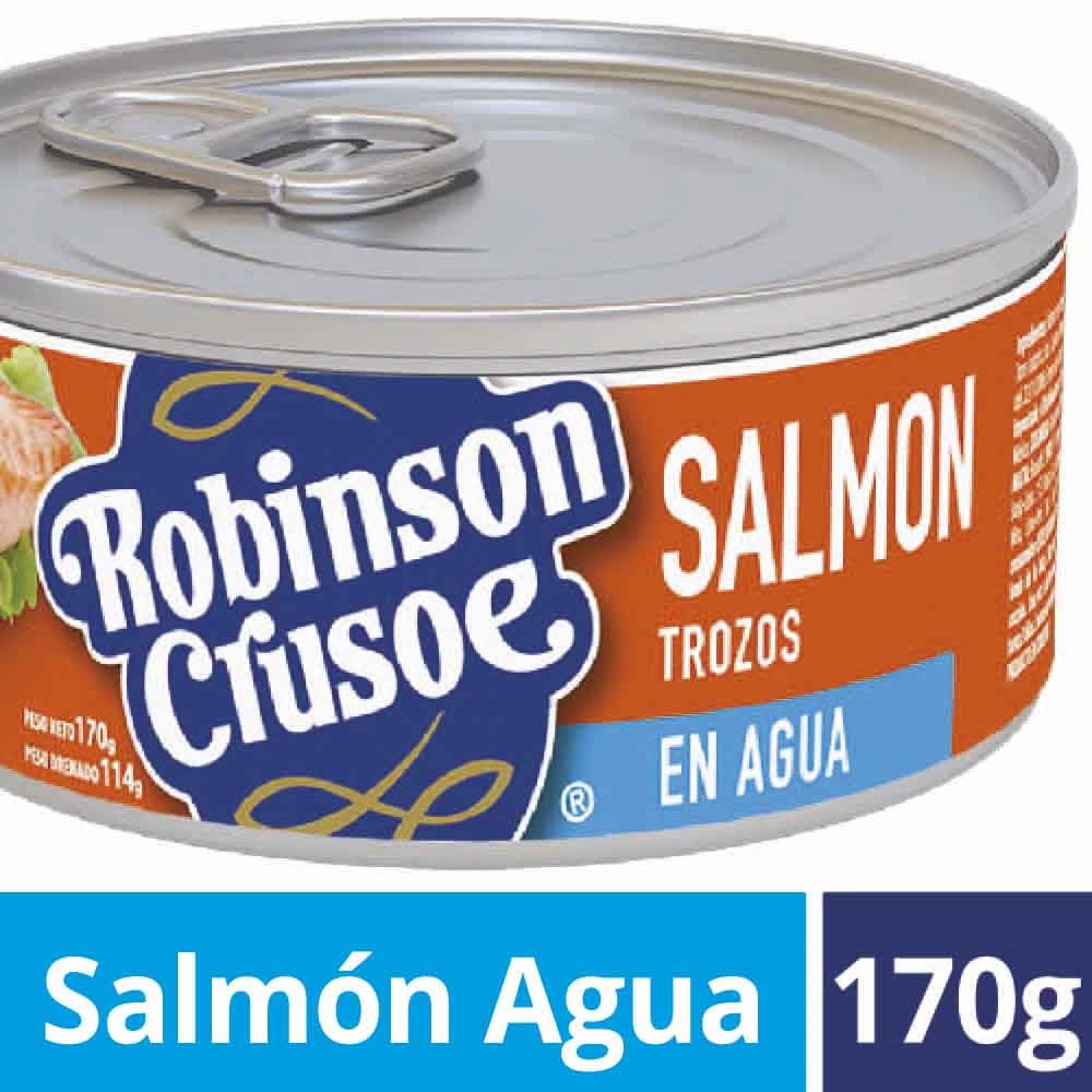 Salmón En Trozo Agua Lata Drenado 100 g - Neto 170 g Robinson Crusoe
