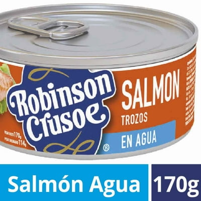 Salmón En Trozo Agua Lata Drenado 100 G - Neto 170 G Robinson Crusoe