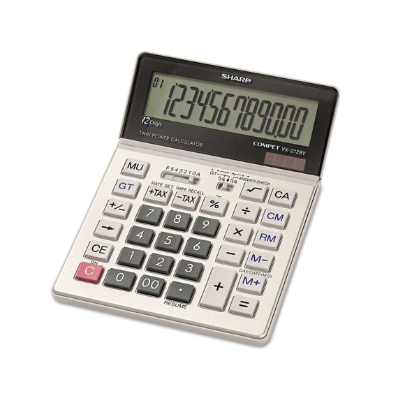 Calculadora Sharp VX2128V LCD de 12 Dígitos con Doble Alimentación