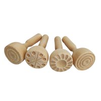 Bothyi - 4 Moldes Tradicionales De Madera Para Sellos, Herramientas Para Manualidades De Niños Pequeños.