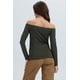 thumbnail image 3 of Polera Mujer Escote Bardot Verde Militar, 3 of 4