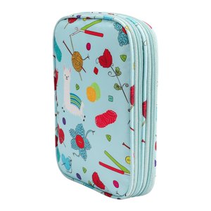 Magideal - Estuche De Viaje Para Agujas De Tejer, Organizador, Bolsa Vacía Con Cremallera, Multiusos, Compacto, Resistente, 22X14X4Cm Con Bolsillos De Malla Para