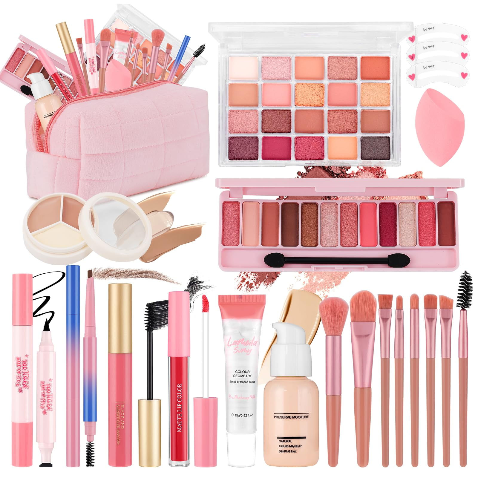 Kit De Maquillaje Vespro Todo En Uno Para Niñas Adolescentes Con Base Y Bolsa
