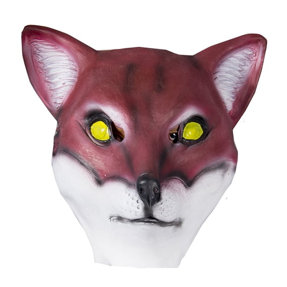 Máscara animal HMS Fox de látex roja con ojos amarillos, talla única