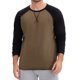 thumbnail image 1 of Camiseta de Hombre de Manga Larga con Bloques de Color Casual Raglán 2XL Marrón Negro, 1 of 6