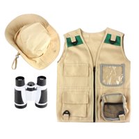Magideal - Juguetes Para Niños Kits De Disfraces De Explorador Binoculares Chaleco De Carga Y Sombrero Juego De Roles Disfraz De Explorador De Patio Trasero Para
