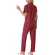 thumbnail image 4 of INSPIRE CHIC Conjunto de Pijama para Mujer con Manga Corta, Camisa Abotonada con Ribete en Contraste y Pantalones Largos para Estar en Casa XS Rojo, 4 of 6