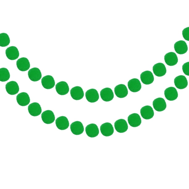 Uxcell 2Pcs Guirnalda de Bolas de Fieltro Verde Claro Pom Pom Guirnalda Bolas Colgantes 8.2 Pies de Largo 24 Bolas para Navidad