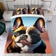 thumbnail image 4 of Bulldog Francés Conjunto de sábanas temático, trío de piezas, cómodo y amigable con la piel, diseño único, regalo de decoración para el hogar para familiares, amigos y fans,173cm *218cm, 4 of 6