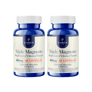 Karün Life - Pack X2 Triple Magnesio (Bisglicinato Citrato Taurato) 400Mg 120 Cap Karun Life