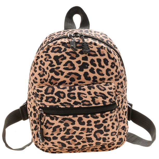 Women Zebra Leopard Cow Print Backpacks Nylon Shoulder Bag Students High School Small Book Bag Female Mini Rucksack mochila