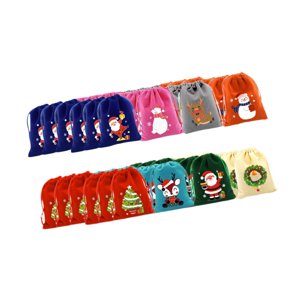 Magideal - 50 Bolsas Para Envolver Regalos De Navidad, Sacos De Tela De Terciopelo, Ligeras, Para Embalar Manualidades, Multifuncionales, Con Cordón, Bolsas Para 15X20Cm