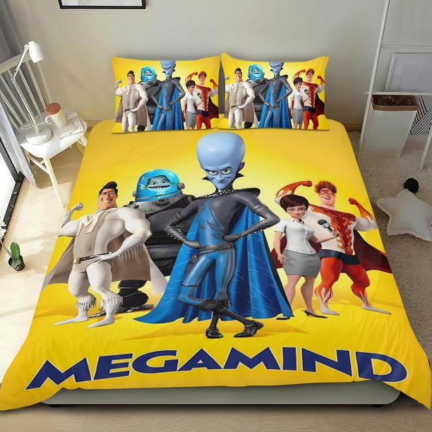Megamente Conjunto de sábanas temático, trío de piezas, cómodo y amigable con la piel, diseño único, regalo de decoración para el hogar para familiares, amigos y fans,140cm *210cm