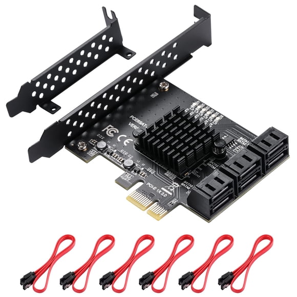 Tarjeta SATA PCIe MZHOU de 6 puertos con 6 cables de 6 Gbps para SATA 3.0
