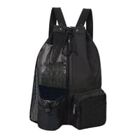 Magideal - Mochila De Gimnasio Con Cordón, Ligera, Plegable, De Nailon, Portátil, De Gran Capacidad, Para Hombre Y Mujer, Con Bolsillo Para Artículos Húmedos. Negro