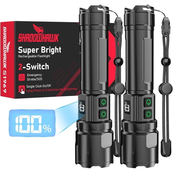 Linterna Shadowhawk S1969 de 20.000 lúmenes USB-C, paquete de 2