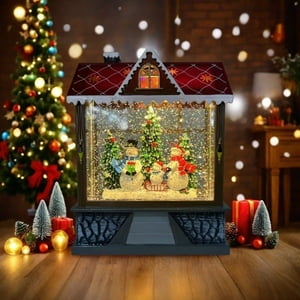 Casa Pagoda - Casita Navideña Con Luces Led Con Muñecos De Nieve