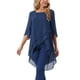 thumbnail image 4 of INSPIRE CHIC Blusa de Chifón para Mujer con Mangas Divididas 3/4 y Dobladillo Asimétrico, Túnica Azul Oscuro M, 4 of 6