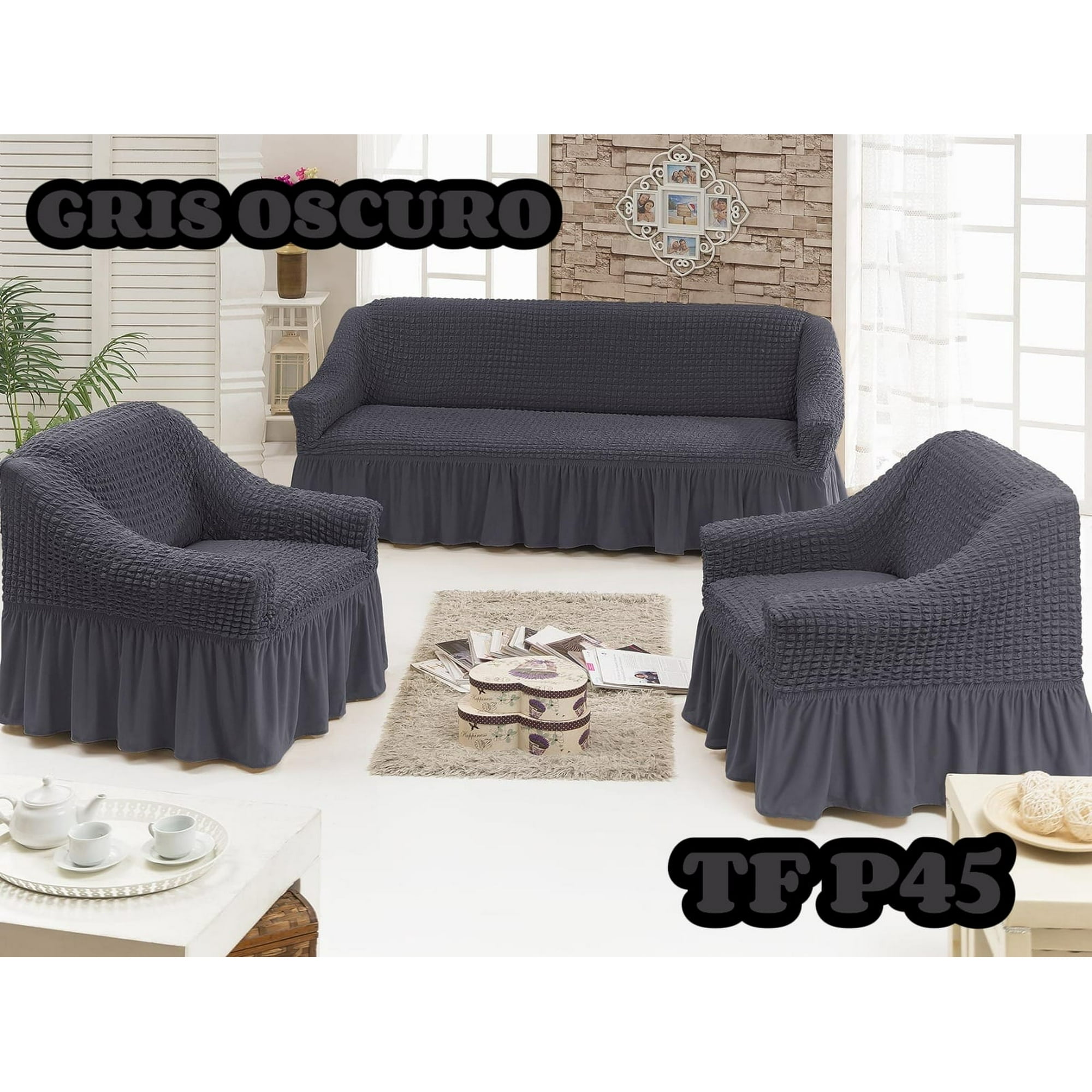 Angeles Del Hogar - Funda Cubre Sofa Sillon Cuadrille Turco 3 Piezas