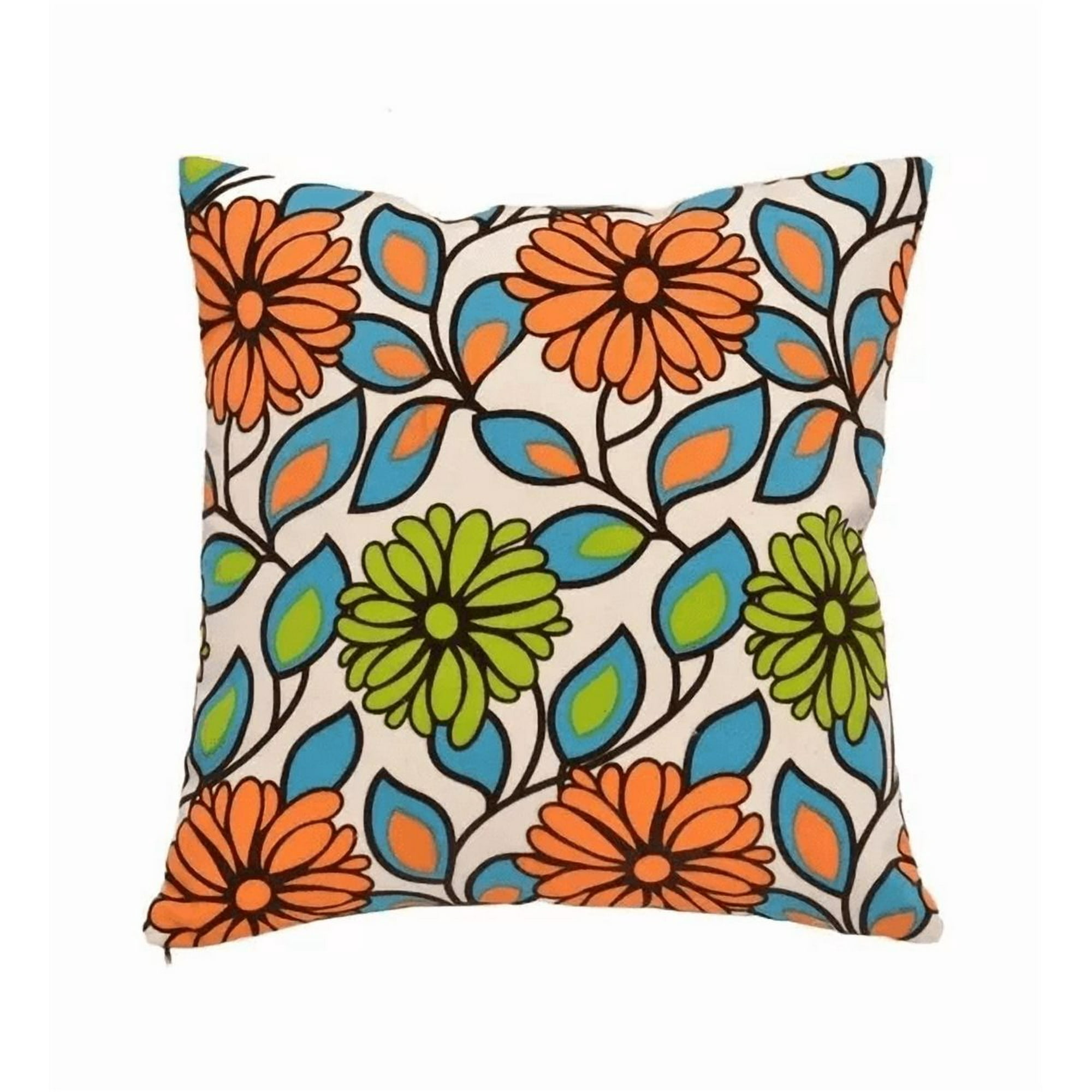 Genérico - Pack De 6 Fundas De Cojín Con Diseños Y Colores 43x43 Cm Naranja Con Azul Flor