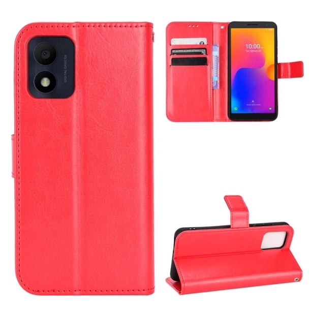 Funda tipo libro para TCL 303, cartera todo‑en‑uno, funda multifuncional con tarjetero y correa de muñeca desmontable