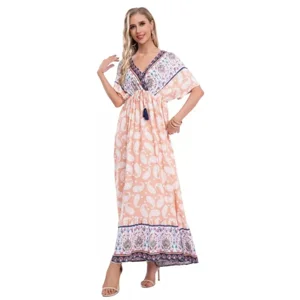 Likeshop - Vestido Largo Primavera Mujer Algodón Flores Calidad 273