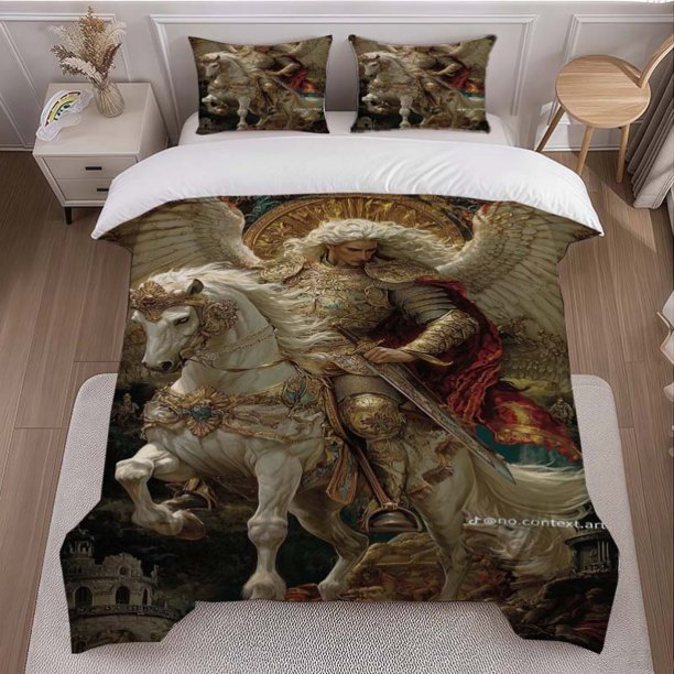 Templar Angel Themed Bedding Set Including a Duvet Cover And Two Pillowcases