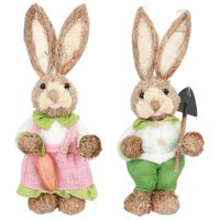 Magideal - 2 Piezas Conejo De Pascua Figura De Conejo De Pie Modelo Artificial Decorativo Material De Cáñamo Con Forma Especial Adecuado Para Sala Celebración A