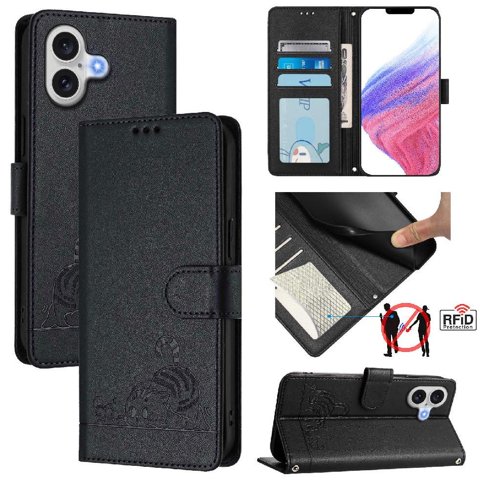 Funda Tipo Cartera Foxdock Para Iphone 17 Con Soporte, Ranuras, Rfid, Diseño De Gato