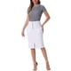 thumbnail image 2 of INSPIRE CHIC Falda de Jean para Mujer Regreso a Clases Cintura Alta Abertura Frontal Elástica Línea A Denim Midi Falda Blanca XS, 2 of 6