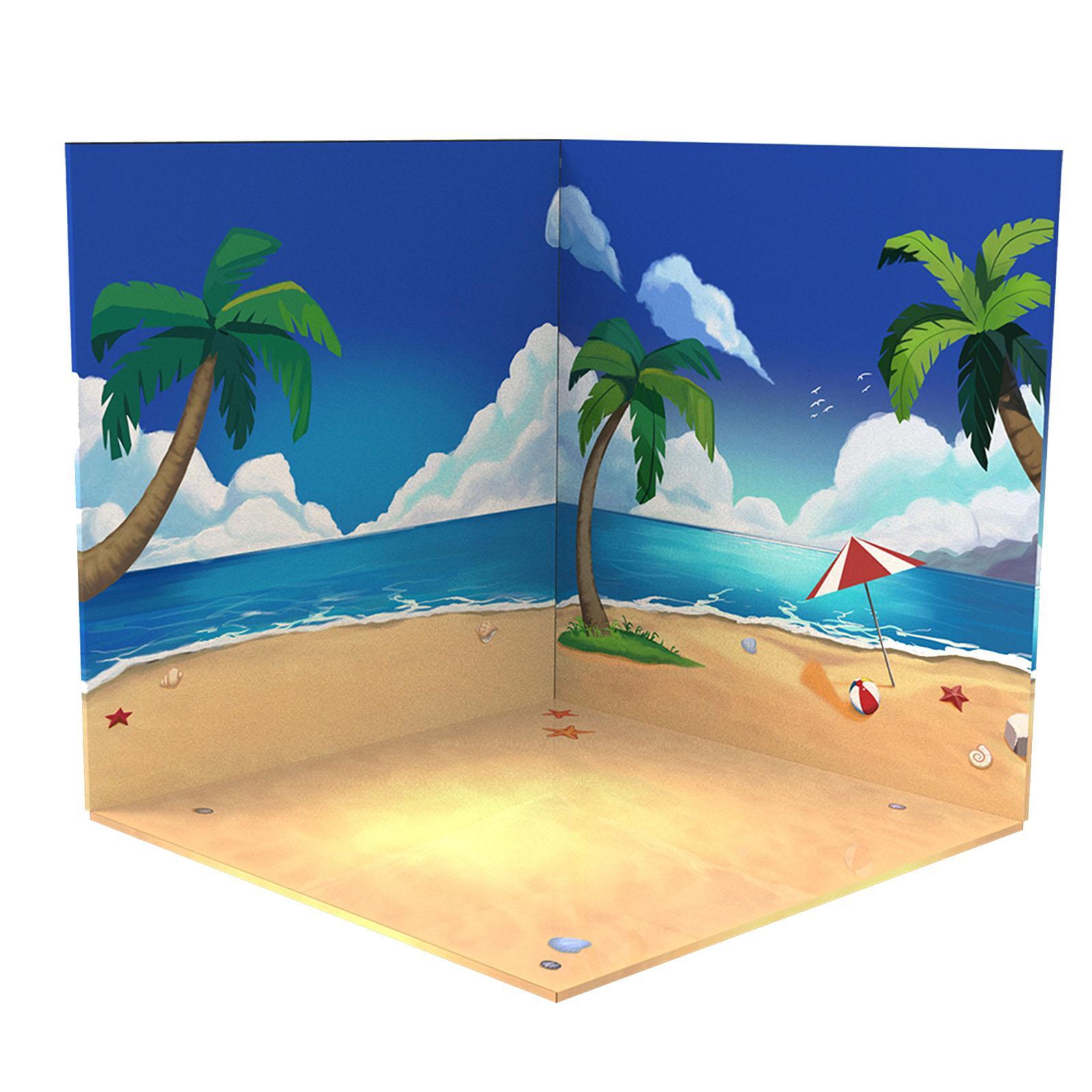 Magideal - Organizador De Exhibición De Espectáculo De Telón De Fondo 1/6, Fondo De Estacionamiento De Simulación De Exhibición De Escena De Diseño Para Figuras Playa