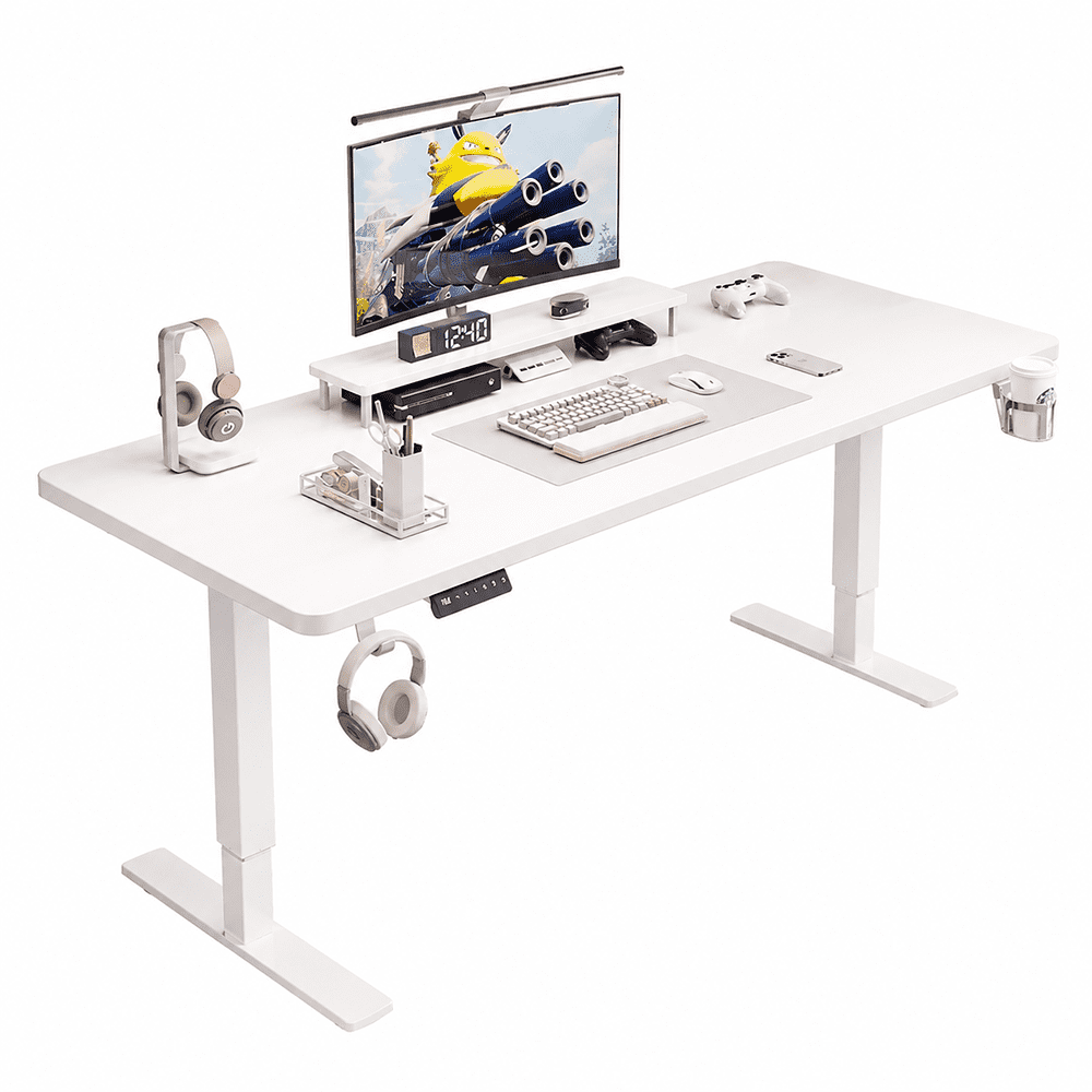 Tienda El Garage - Escritorio Eléctrico Regulable Sj-1 Blanco Altura 73-122 Cm Motor Silencioso
