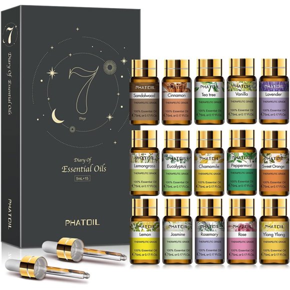 Set de aceites esenciales PHATOIL, 15 x 5 ml