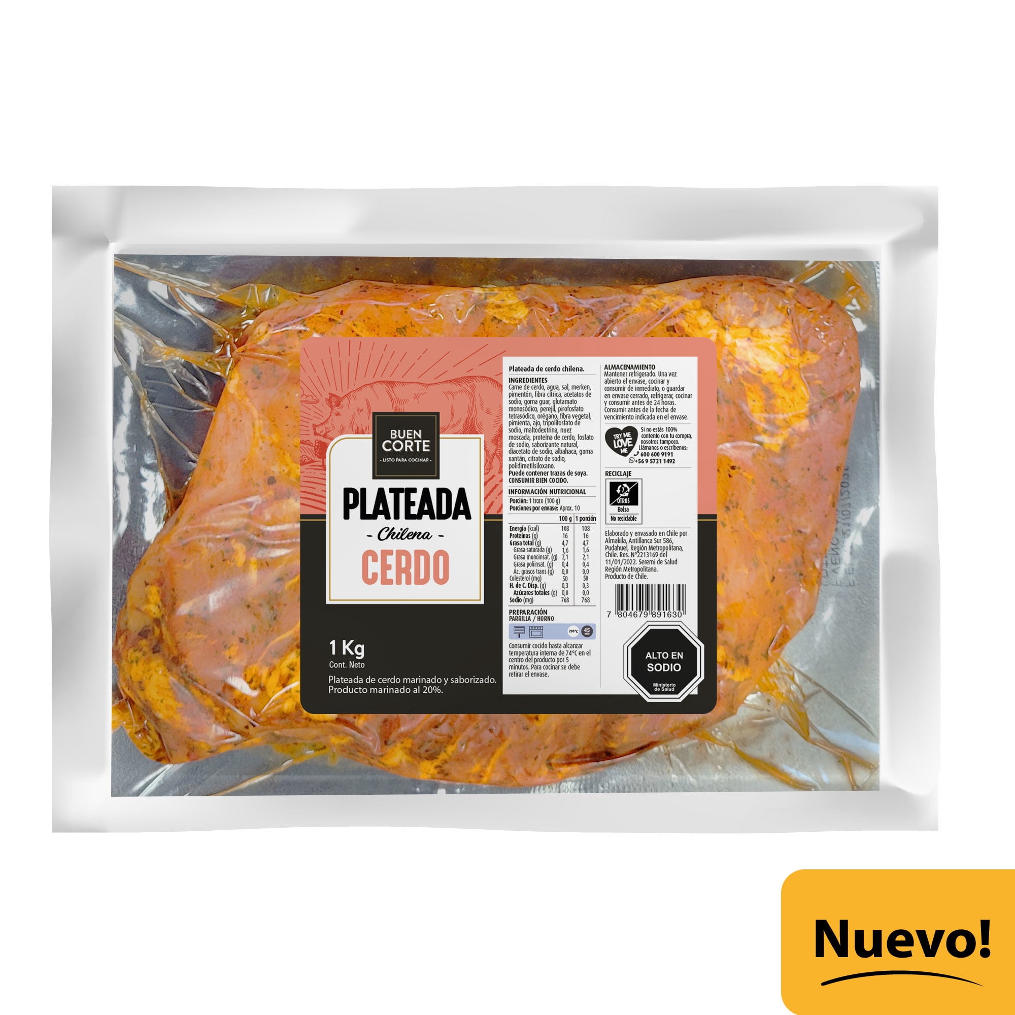 Plateada De Cerdo Chilena, 1 kg - Lider - $6.890